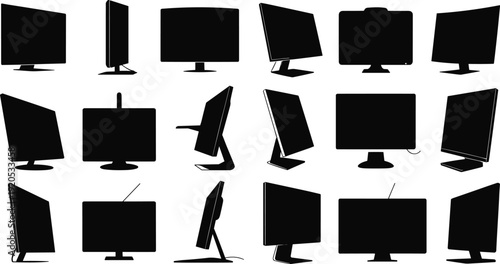 display shape, digital screen variation, computer display icon, technology monitor design, electronic silhouette collectionmonitor