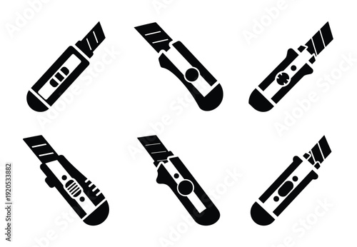 A set of  constriction tools and utility knife icons