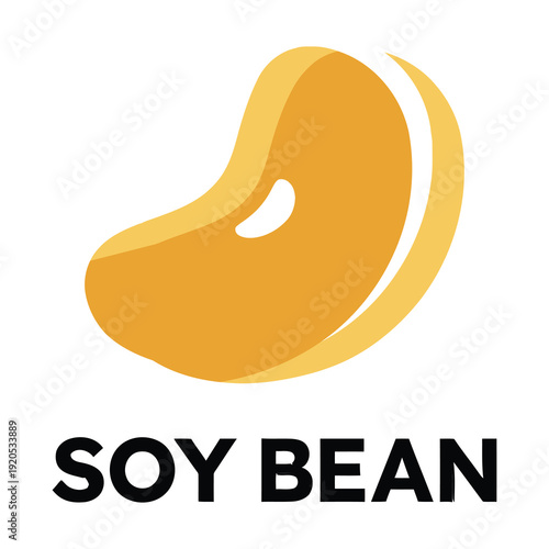 Soy bean graphic illustration with simple design and text label icon