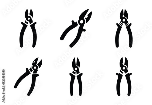 A set of  constriction tools and wire cutter icons