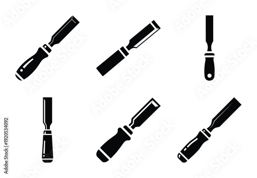 A set of  constriction tools and wood chisel icons