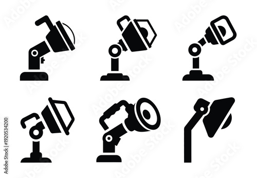 A set of  constriction tools and work light icons