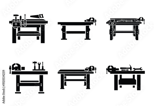 A set of  constriction tools and workbench icons