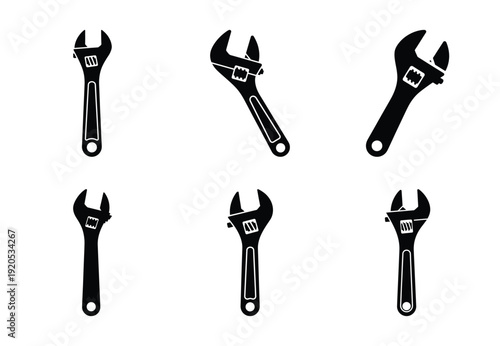 A set of  constriction tools and adjustable wrench icons