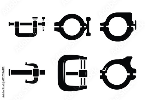 A set of  constriction tools and bar clamp icons