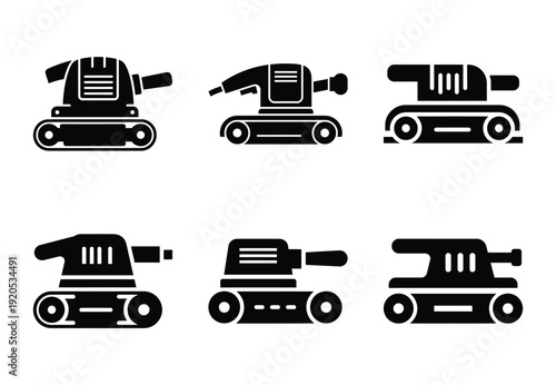 A set of  constriction tools and belt sander icons