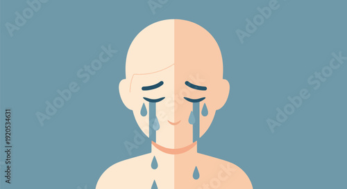 Crying Man Vector Art Sadness Mental Health Emotional Pain.