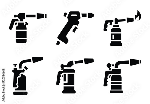 A set of  constriction tools and blow torch icons