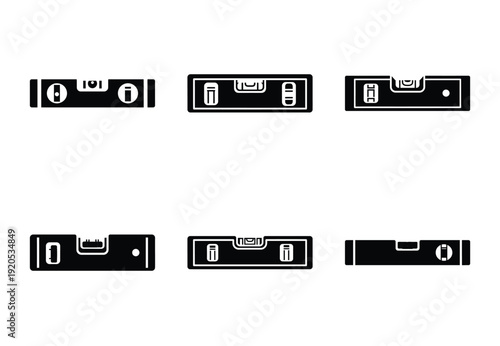 A set of  constriction tools and bubble level icons