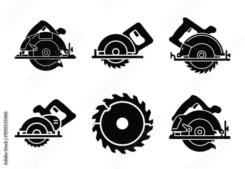 A set of  constriction tools and circular saw icons