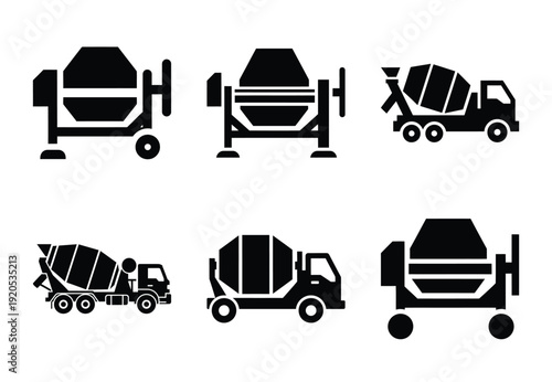 A set of  constriction tools and concrete mixer icons