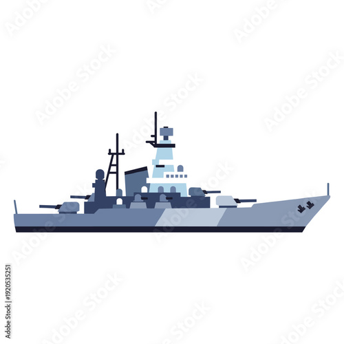 Modern naval destroyer ship with advanced weaponry systems