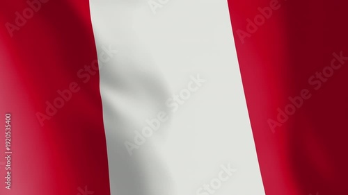 Flag of Peru (civil) animated background. Symbol of the Peruvian nation and the culture. Waving flag in the wind footage. Looping video of the national flag.