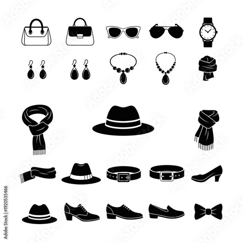 Fashion accessories on white background.