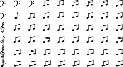 Foto Musical Notes Pattern Collection featuring Bass Clef Treble Clef and Quaver Symb