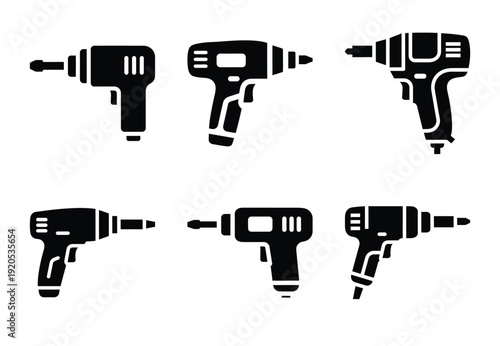 A set of  constriction tools and electric screwdriver icons