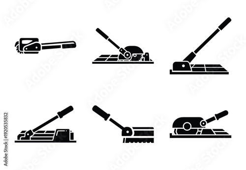 A set of  constriction tools and flooring cutter icons