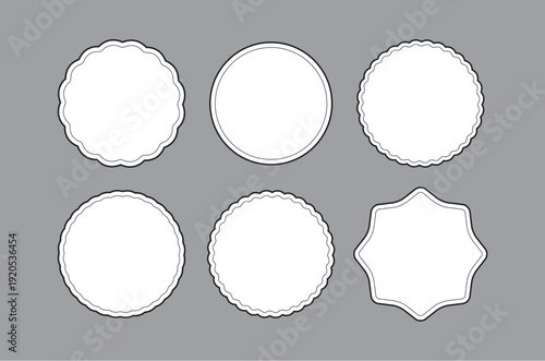 可愛いステッチの丸型ラベル・フレームセット　ベクター