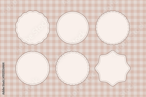 可愛いステッチの丸型ラベル・フレームセット　ベクター
