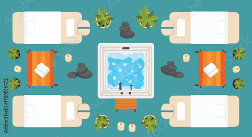 Serene spa retreat with hot tub and massage beds