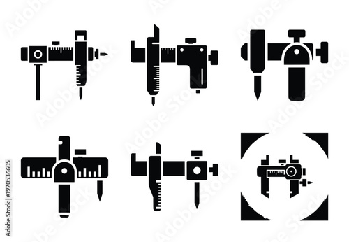 A set of  constriction tools and marking gauge icons