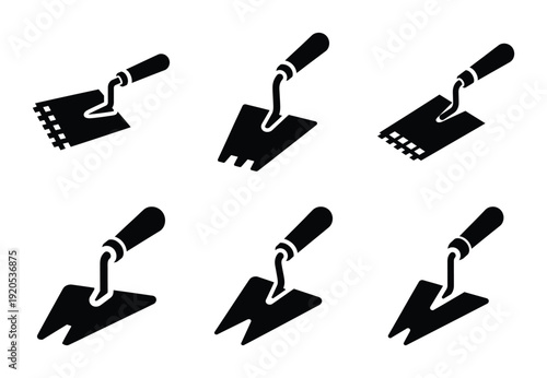 A set of  constriction tools and notched trowel icons