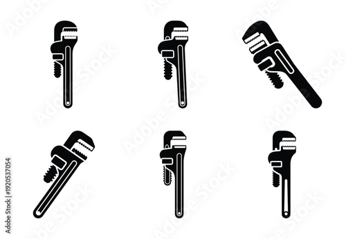 A set of  constriction tools and pipe wrench icons