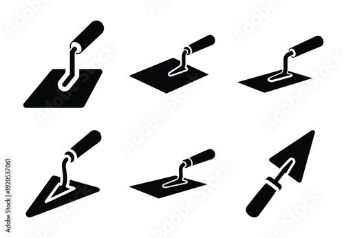 A set of  constriction tools and plastering trowel icons