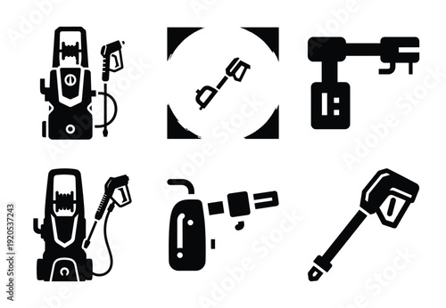 A set of  constriction tools and power washer icons