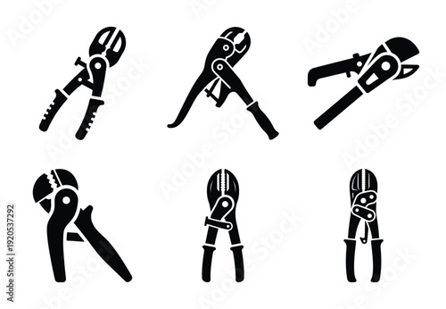 A set of  constriction tools and rebar cutter icons