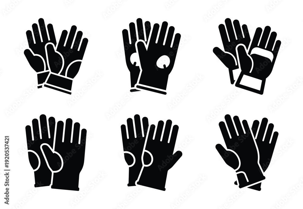 Fototapeta premium A set of constriction tools and safety gloves icons