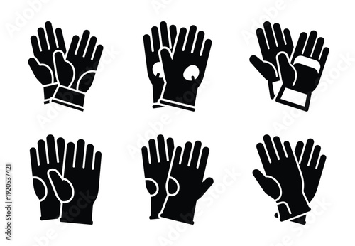 A set of  constriction tools and safety gloves icons