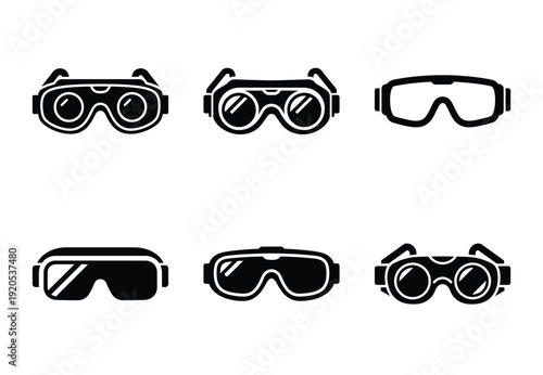 A set of  constriction tools and safety goggles icons