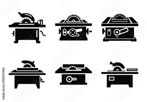 A set of  constriction tools and table saw icons