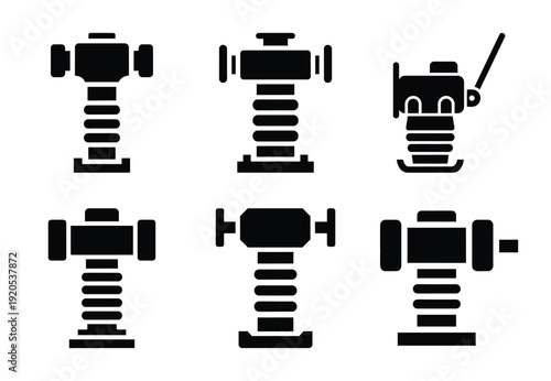 A set of  constriction tools and tamping rammer icons