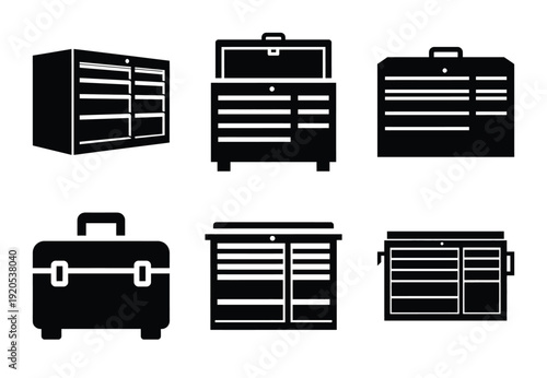 A set of  constriction tools and tool chest icons