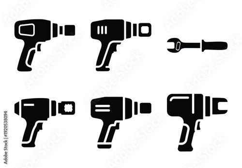 A set of  constriction tools and torque wrench icons