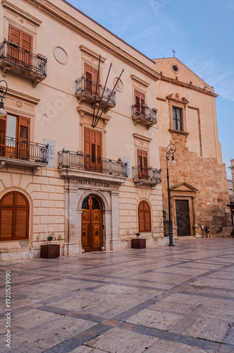 View of Alcamo City Hall and Main Square, Trapani, Sicily, Italy, Europe