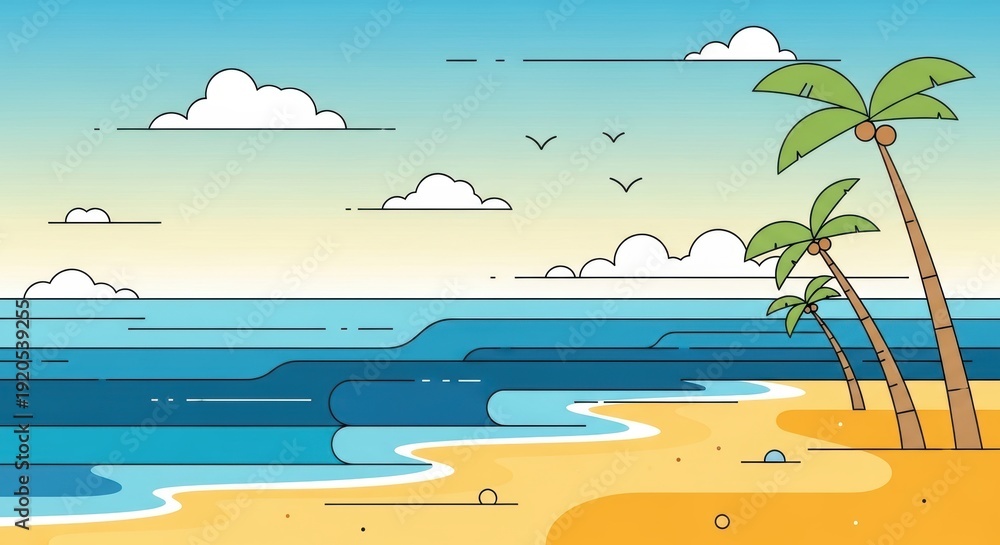 Obraz premium Tropical coast landscape with beautiful sea shore beach on a nice sunny day