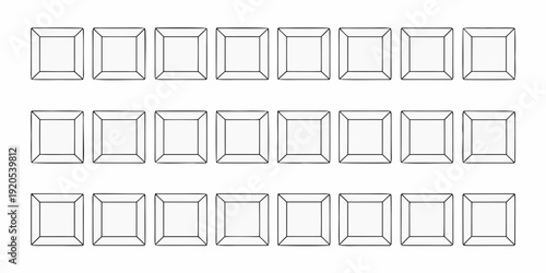 Arrangement of rectangular empty frames in a grid pattern