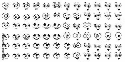 Collection of cartoon eyes and mouths arranged in a grid pattern