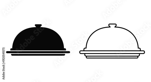 Two covered dishes one solid black and one with a white outline