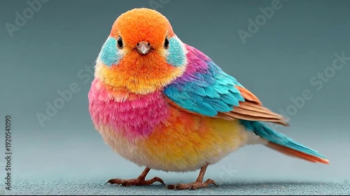 Colorful bird perched on a surface with soft backdrop