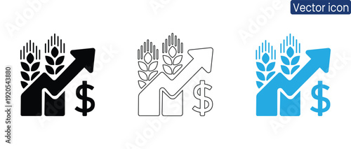 Modern vector icons illustrating financial growth through sustainable energy investment
