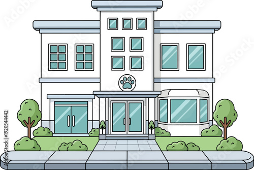 Modern two-story house with front yard