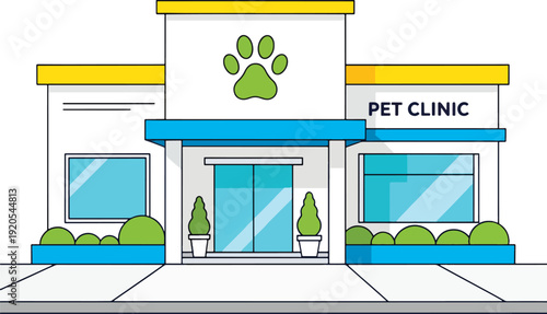 Pet Clinic Building Exterior Illustration.