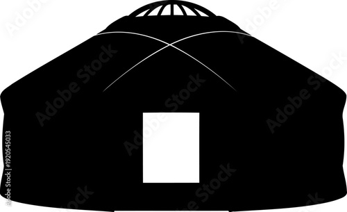Central asian yurt silhouette nomadic dwelling icon