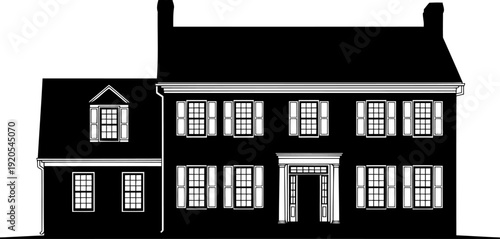 Classic colonial style house silhouette architecture