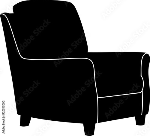 Comfortable upholstered armchair for living room furniture silhouette