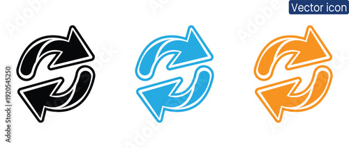 Modern curved arrow icons in black, blue, and orange for business and digital use